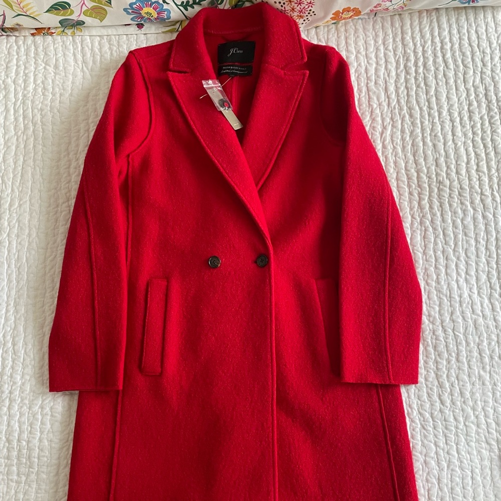 NWT J. Crew Daphne Boiled Wool Topcoat - Red
